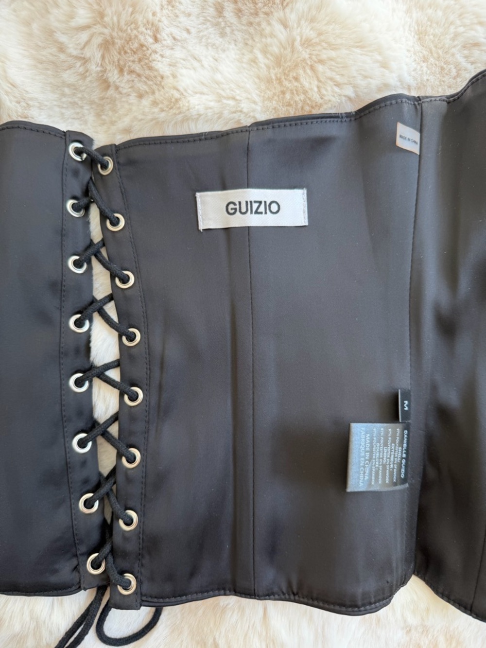 NWOT Danielle Guizio Satin Corset in Black - Picture 5 of 6